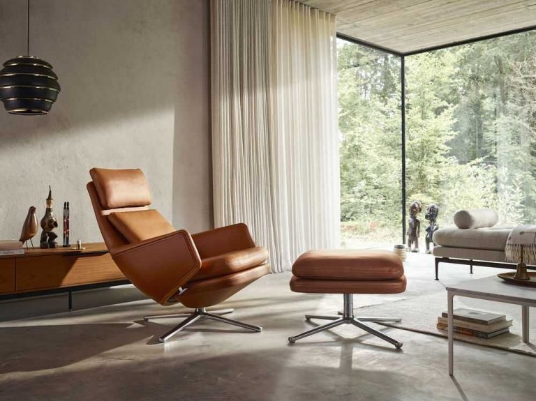 Vitra Grand Relax Ottoman krompoleret cognac