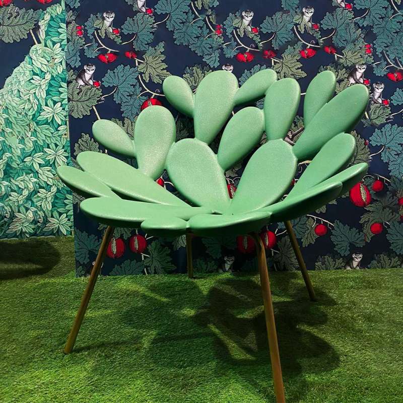 Qeeboo Filicudi Armchair Green and Brass