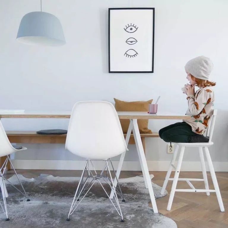 Vitra Eames DSR stol krom stel, Hvid