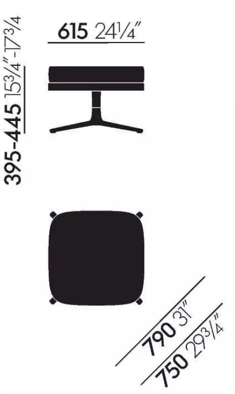 Vitra Grand Relax Ottoman krompoleret cognac
