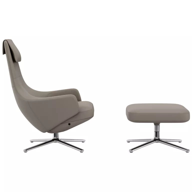 Vitra Repos lænestol med osmannisk, læder premium F Sand