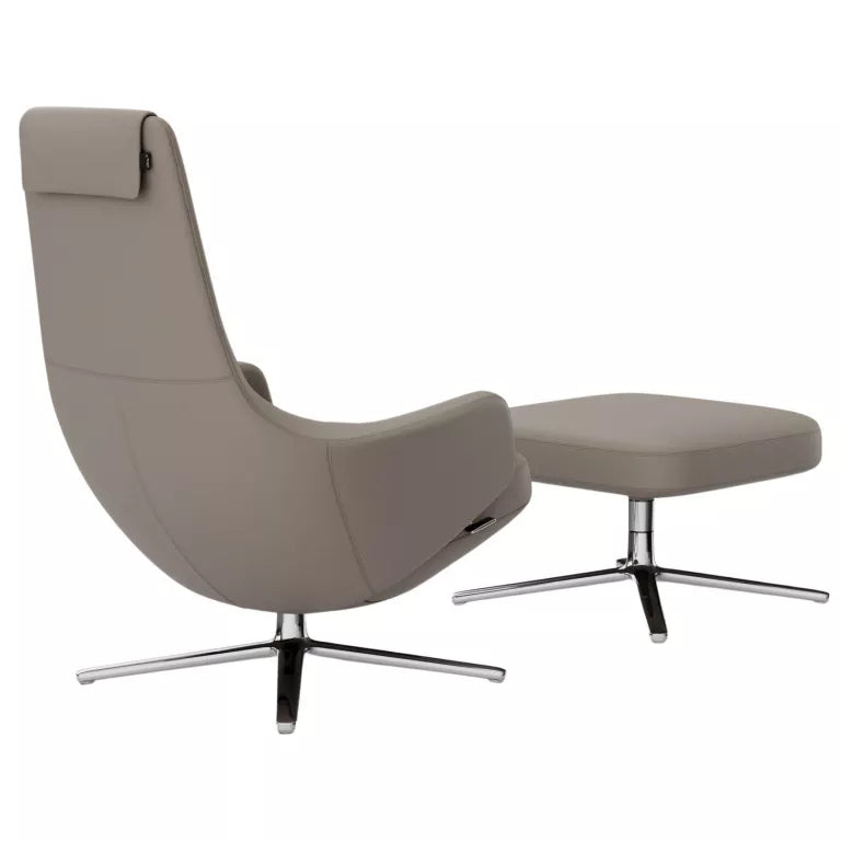 Vitra Repos lænestol med osmannisk, læder premium F Sand