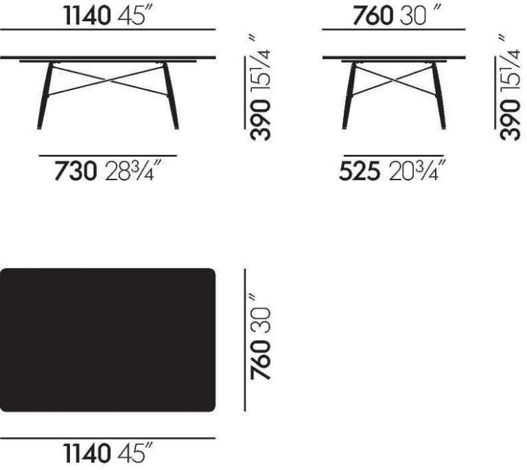 VitraEames Coffee Table 1140 essen zwart