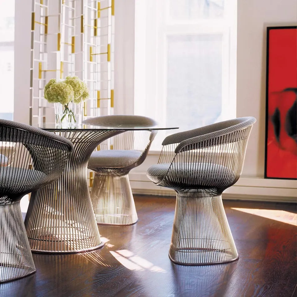 Knoll Platner eettafel gepolijst nikkel