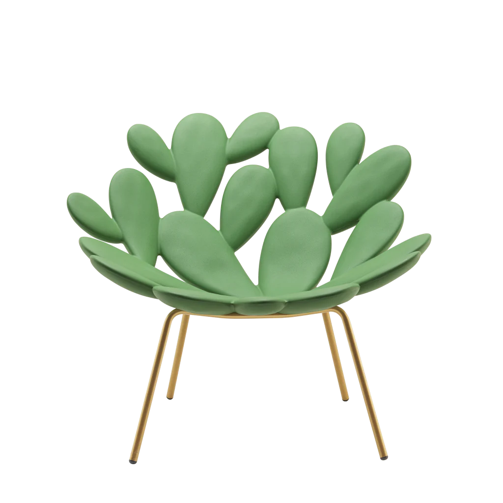 Qeeboo Filicudi Armchair Green and Brass